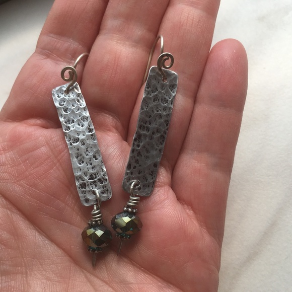 Handcrafted PLJ Jewelry - Handcrafted Recycled Aluminum n Crystal Earrings.